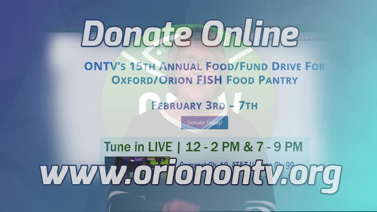 Thumbnail image for ONTV Food Drive Prime Time Special - DONATE at OrionONTV.org